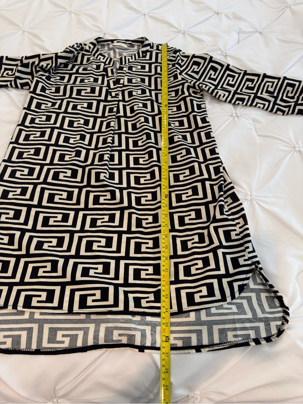 Made in Italy (PY) ❤️ Geometric Greek Key Tunic Shirt Dress M/L. - Picture 12 of 15